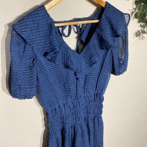 TULAROSA Revolve Augustine dress in navy blue mini short ruffles summer Easter - Picture 6 of 9